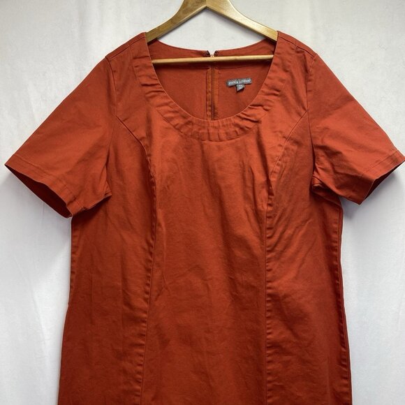 Jessica London Short Sleeve Scoop Neck Tunic Midi Dress Women 22W Rust Back Zip - Picture 14 of 16